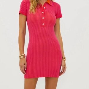 Beach Riot Fuchsia Ribbed Mini Dress
